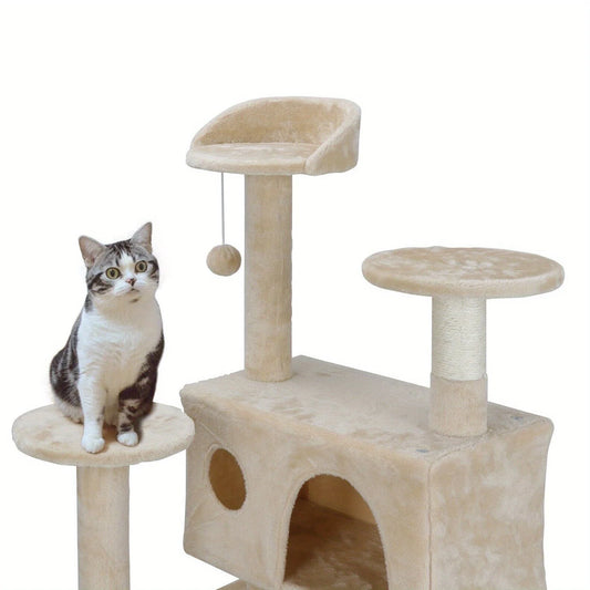52" Multi-Level Cat Tree Tower with Sisal Scratching Posts & Cat Condo