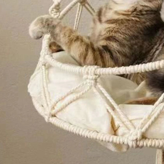Hand-Woven Bohemian Cat Hammock with Hanging Kit