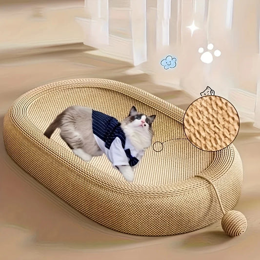 Multifunctional Sisal Cat Scratcher Bed with Toy Ball