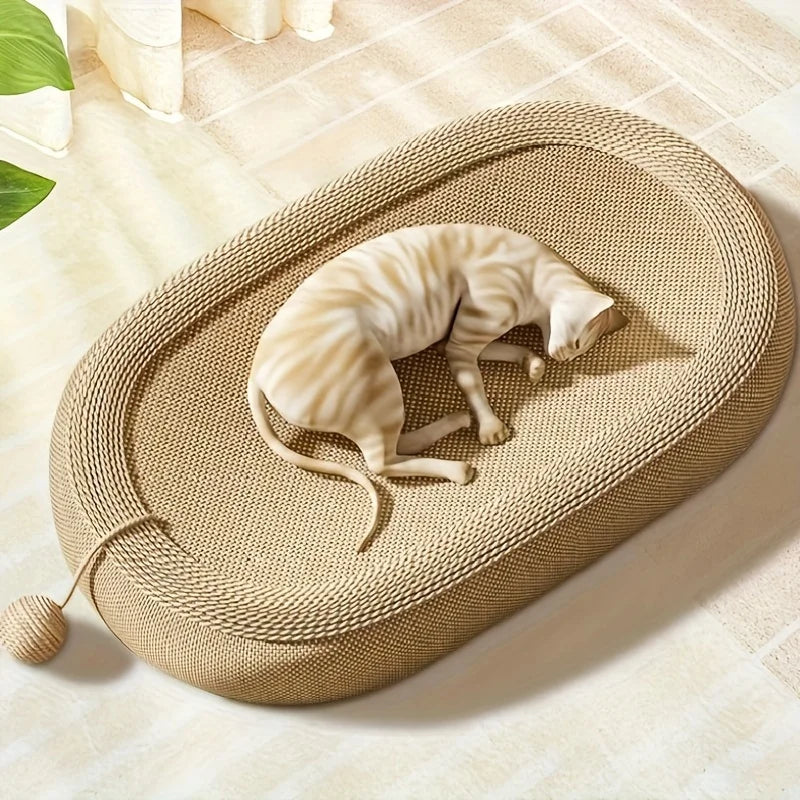 Multifunctional Sisal Cat Scratcher Bed with Toy Ball