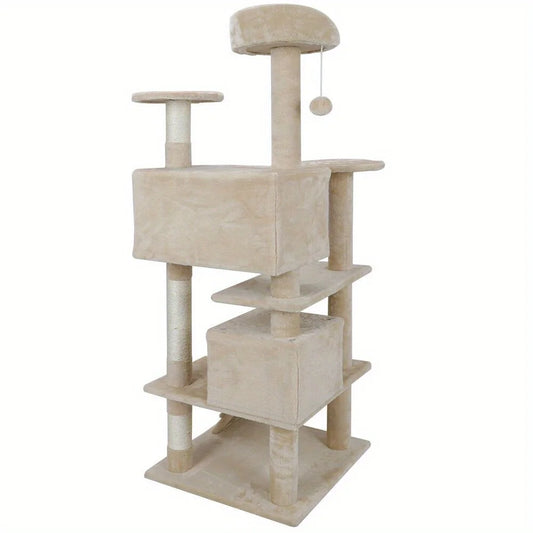 52" Multi-Level Cat Tree Tower with Sisal Scratching Posts & Cat Condo