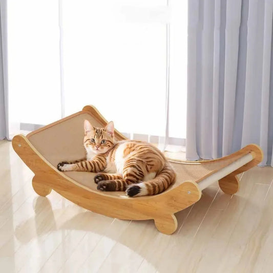 Multifunctional Wooden Cat Scratcher with Detachable Bed