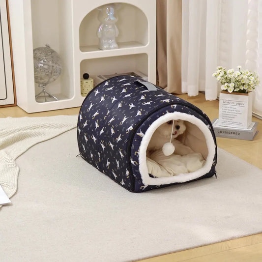 Warm & Detachable Pet Bed for Cats & Small Dogs